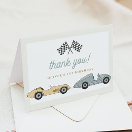 Tarjeta De Agradecimiento MAVERICK Retro Vintage Yellow Sage Pastel Race Car