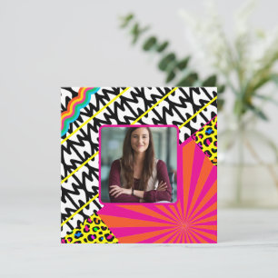 Tarjeta De Agradecimiento Maximalista Fotos de Cumpleaños Patrones Coloridos