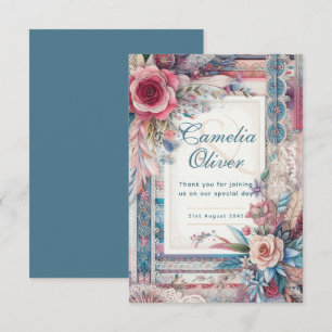 Tarjeta De Agradecimiento Máximo Boda Vintage Floral Gracias