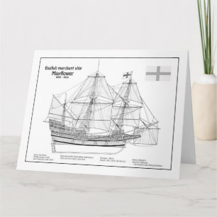 Tarjeta De Agradecimiento Mayflower - Planes de huella azul para el buque BD