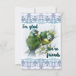 Tarjeta De Agradecimiento Me alegra que seamos amigos pájaros azules pequeño