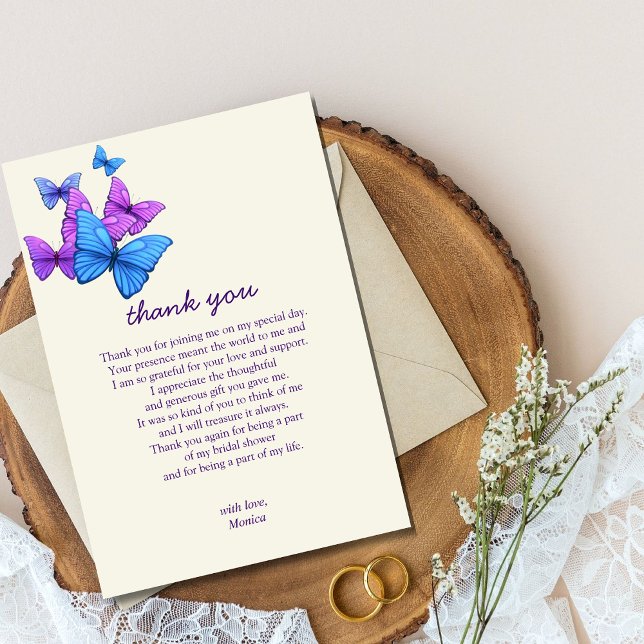 Tarjeta De Agradecimiento Me da mariposas Wildflowers Bridal Shower (Subido por el creador)