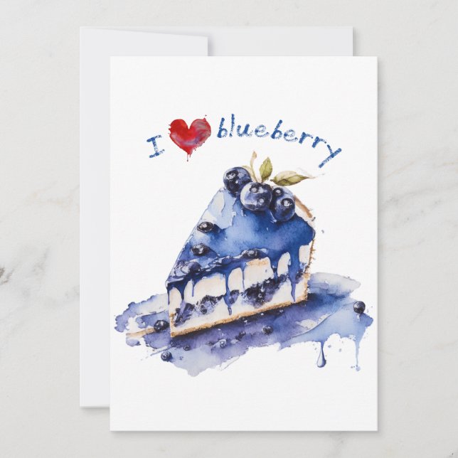 Tarjeta De Agradecimiento Me encanta Blueberry TShirt, Blueberry Cake Waterc (Anverso)