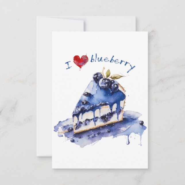 Tarjeta De Agradecimiento Me encanta Blueberry TShirt, Blueberry Cake Waterc (Anverso)