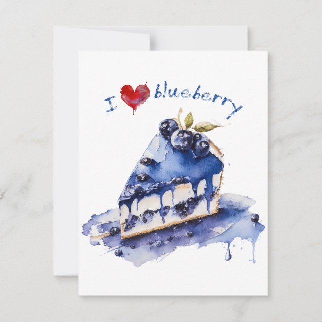 Tarjeta De Agradecimiento Me encanta Blueberry TShirt, Blueberry Cake Waterc (Anverso)
