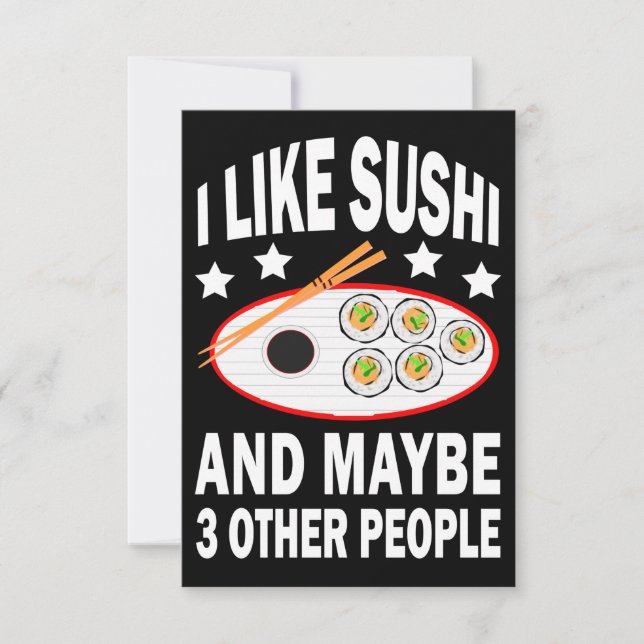 Tarjeta De Agradecimiento Me gusta el sushi y quizás otras tres personas (Anverso)