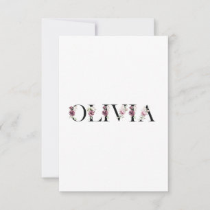Tarjeta De Agradecimiento Me llamo Olivia. Me llamo Olivia.