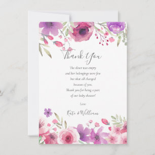 Tarjeta De Agradecimiento Meadow Flowers Baby Girl Shower Gracias Poem