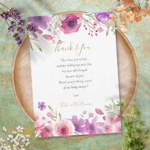 Tarjeta De Agradecimiento Meadow Flowers Baby Girl Shower Gracias Poem