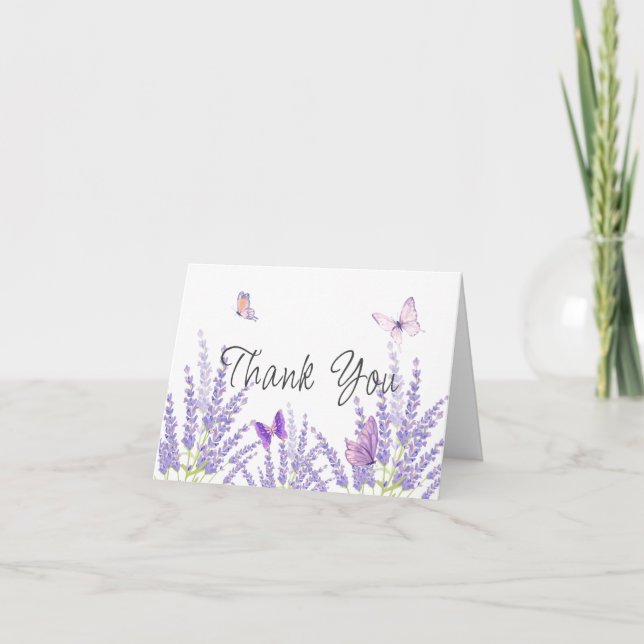 Tarjeta De Agradecimiento Meadow Lavender Floral Mariposa Baby Shower (Anverso)