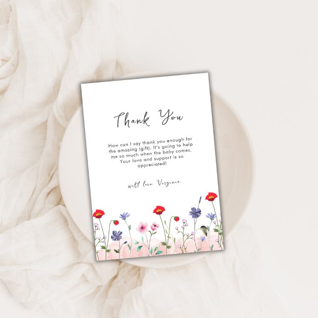 Tarjeta De Agradecimiento Meadow Summer Wildflower Baby Shower (Meadow Summer Wildflower Baby Shower Thank You Card)
