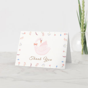 Tarjeta De Agradecimiento Meadow Wildflower Princesa Chica Swan Baby Shower