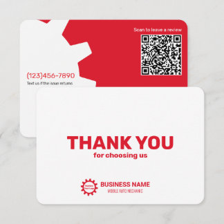 Tarjeta De Agradecimiento Mecánico Automotriz Móvil