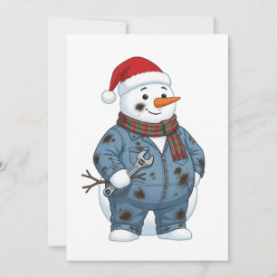 Tarjeta De Agradecimiento Mecánico de muñeco de nieve Navidad 2026 Fiesta Az