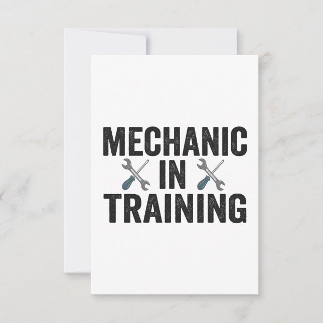 Tarjeta De Agradecimiento Mechanic In Training Auto Reparman Gift (Anverso)