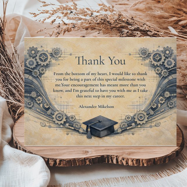 Tarjeta De Agradecimiento Mechanical Engineering Graduate Party (Subido por el creador)