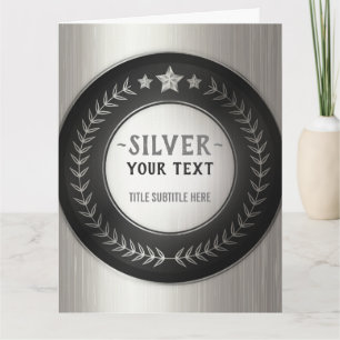 Tarjeta De Agradecimiento MEDALLA DE PLATA DE IMPRESIÓN PERSONALIZADA DIY Ag