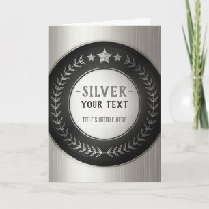 Tarjeta De Agradecimiento MEDALLA DE PLATA DE IMPRESIÓN PERSONALIZADA DIY Ag