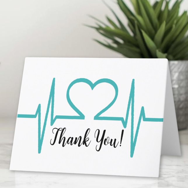 Tarjeta De Agradecimiento Médica de enfermería simple de atención médica (Simple Heart Beat Nurse Doctor Healthcare Medical Thank You Card)