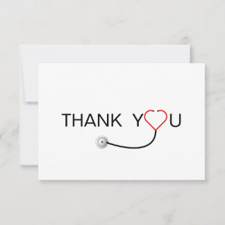 Tarjeta De Agradecimiento Médica de Stetoscope del corazón Gracias