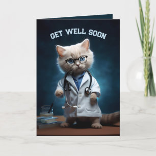 Tarjeta De Agradecimiento Médica Kitten, Ponte Bien Pronto