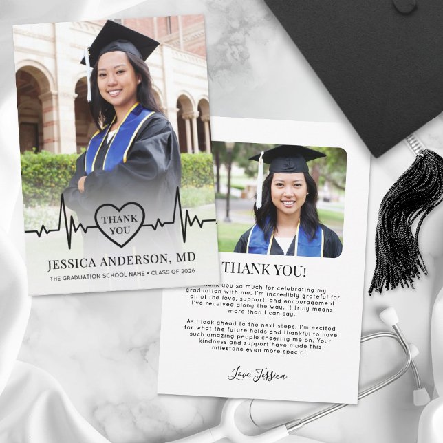 Tarjeta De Agradecimiento Medical Photo Graduation (Medical Photo Graduation Thank You Card)