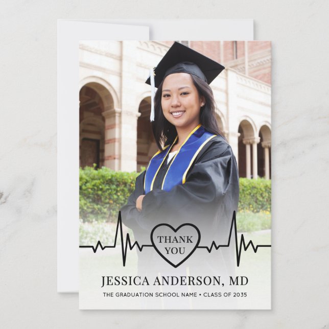 Tarjeta De Agradecimiento Medical Photo Graduation (Anverso)