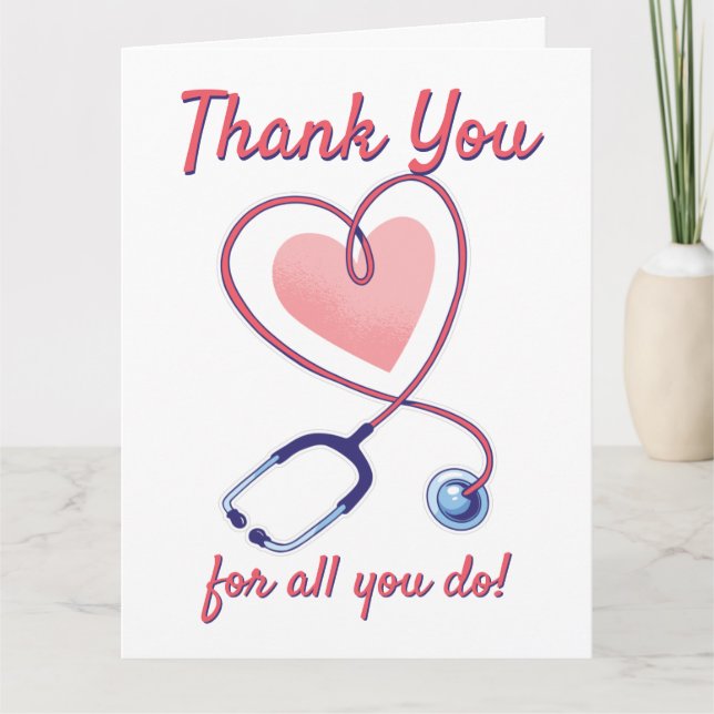 Tarjeta De Agradecimiento Médico Cardiopatía Médica Estetioscopio Enfermería (Anverso)