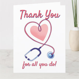 Tarjeta De Agradecimiento Médico Cardiopatía Médica Estetioscopio Enfermería
