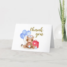 Tarjeta De Agradecimiento Médico de enfermería cubana Teddy Bear Balloon Bab