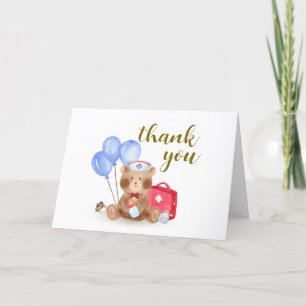 Tarjeta De Agradecimiento Médico de enfermería cubana Teddy Bear Balloon Bab