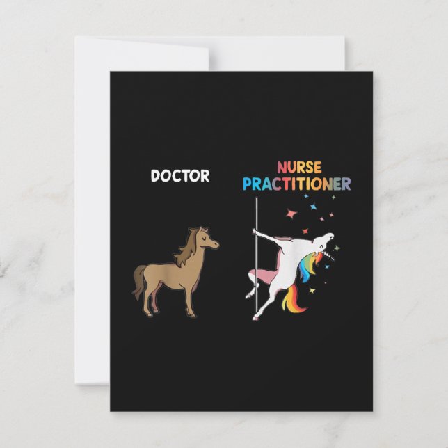 Tarjeta De Agradecimiento Médico de Enfermería Unicornio Bailando Poste (Anverso)