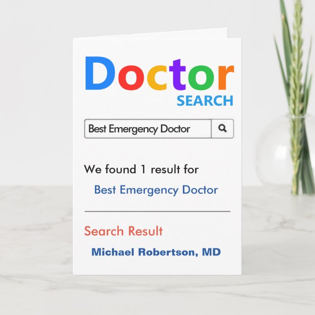 Tarjeta De Agradecimiento Médico de la sala de emergencias más divertida y a (Anverso)