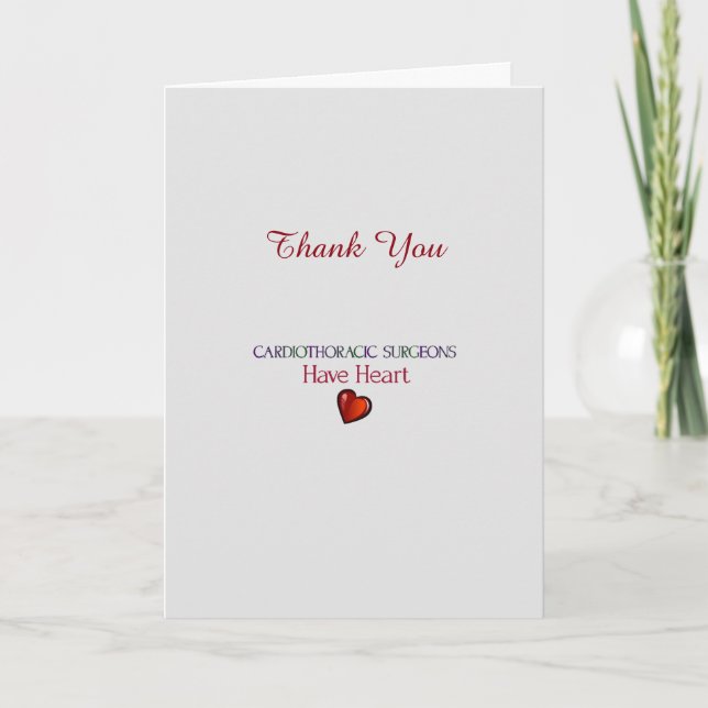 Tarjeta De Agradecimiento Médico Gracias Cirujano Cardiotorácico (Anverso)