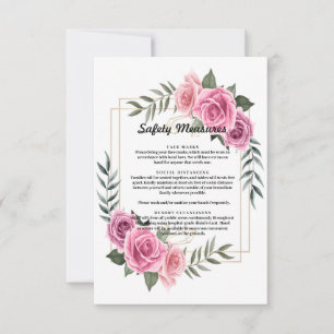 Tarjeta De Agradecimiento Medidas de Seguridad de Rosa Rosa Geométrica Elega