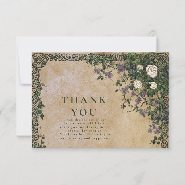 Tarjeta De Agradecimiento Medieval Garden Romance Wedding (Anverso)