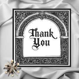 Tarjeta De Agradecimiento Medieval gótico blanco negro hasta la muerte