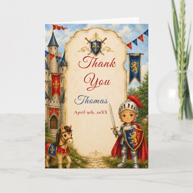 Tarjeta de agradecimiento Medieval Knight 5th (Anverso)