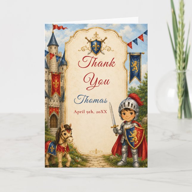Tarjeta de agradecimiento Medieval Knight 5th (Anverso)