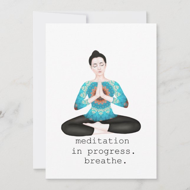Tarjeta De Agradecimiento meditación en curso. respirar (Anverso)