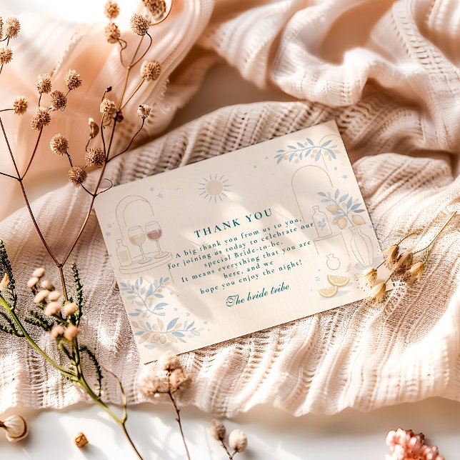 Tarjeta De Agradecimiento Mediterranean Ciao Miss Bridal Shower (Subido por el creador)