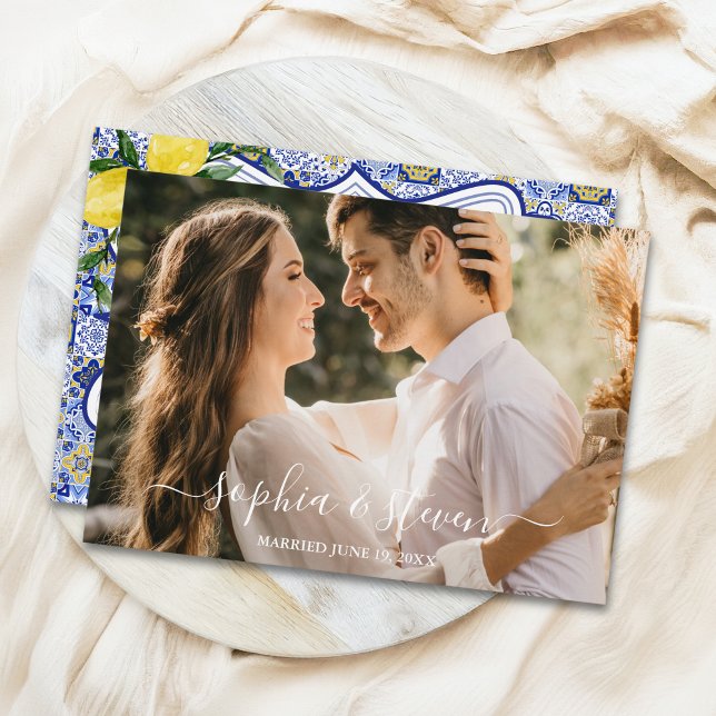Tarjeta De Agradecimiento Mediterranean-Inspired Wedding with Lemon Accents (Subido por el creador)