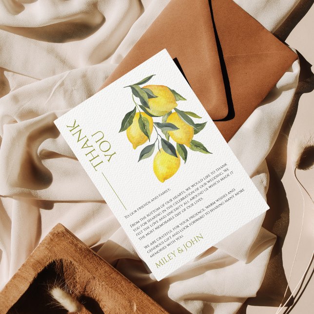 Tarjeta De Agradecimiento Mediterráneo Italia Grecia Lemon Vibrant (Subido por el creador)