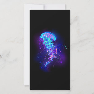 Tarjeta De Agradecimiento Medusa de color vibrante resplandeciente