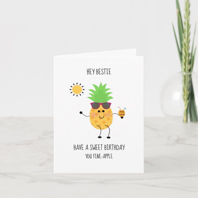 Tarjeta De Agradecimiento Mejor Amigo Cumpleaños Fun Pineapple (Anverso)