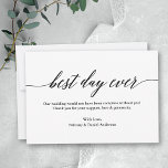 Tarjeta De Agradecimiento Mejor Boda de día de caligrafía moderna minimalist<br><div class="desc">Moderna Elegante Hermosa pero Sencilla Caligrafía Minimalista Mejor Día Cada Boda Gracias Tarjeta de Nota plana</div>