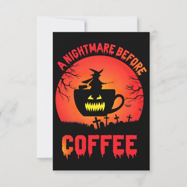 Tarjeta De Agradecimiento Mejor Café Personalizado de Halloween – Espeluznan (Anverso)