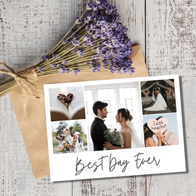 Tarjeta De Agradecimiento Mejor Día Boda Foto Gracias (Best Day Ever Wedding Photo Thank You Card)
