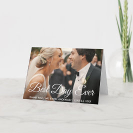 Tarjeta De Agradecimiento Mejor Día Boda Foto Gracias Fold