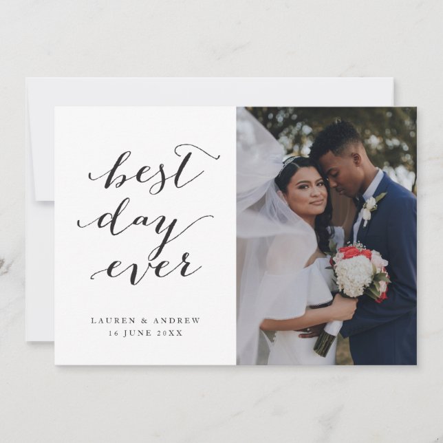 Tarjeta De Agradecimiento Mejor Día de la Caligrafía de Ever Boda 3 Foto (Anverso)